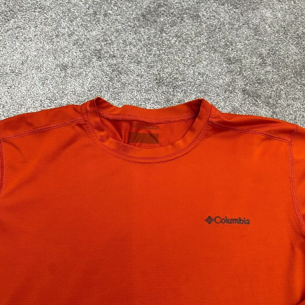 Columbia Omni Wick Shirt Men Medium Orange Long Sleeve Henley Neck Casual Active